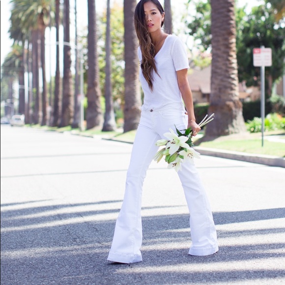 2 per $30 in pants and leggings. ZARA skinny flare distressed jeans white. - Picture 2 of 5